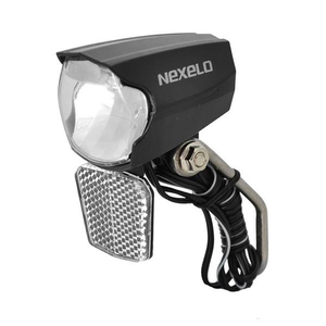 Lampa przednia na prądnicę Nexelo do widelca 30lux czujnik zmierzchu wyjście na tylną lampę